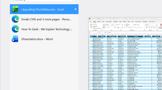 NTWind's Alt-Tab Terminator window showing 'Microsoft' typed into the search bar, filtering the active task list.