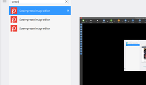 NTWind's Alt-Tab Terminator window showing 'screen' typed into the search bar, filtering for Screenpresso image editor.