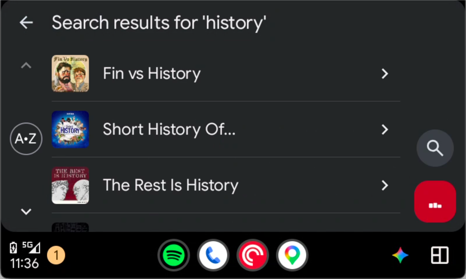 Pocket Casts discovery featues in Android Auto.