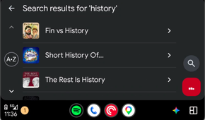 Pocket Casts discovery featues in Android Auto.