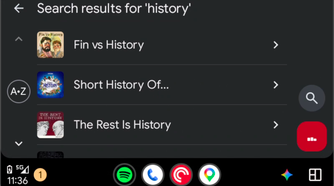 Pocket Casts discovery featues in Android Auto.