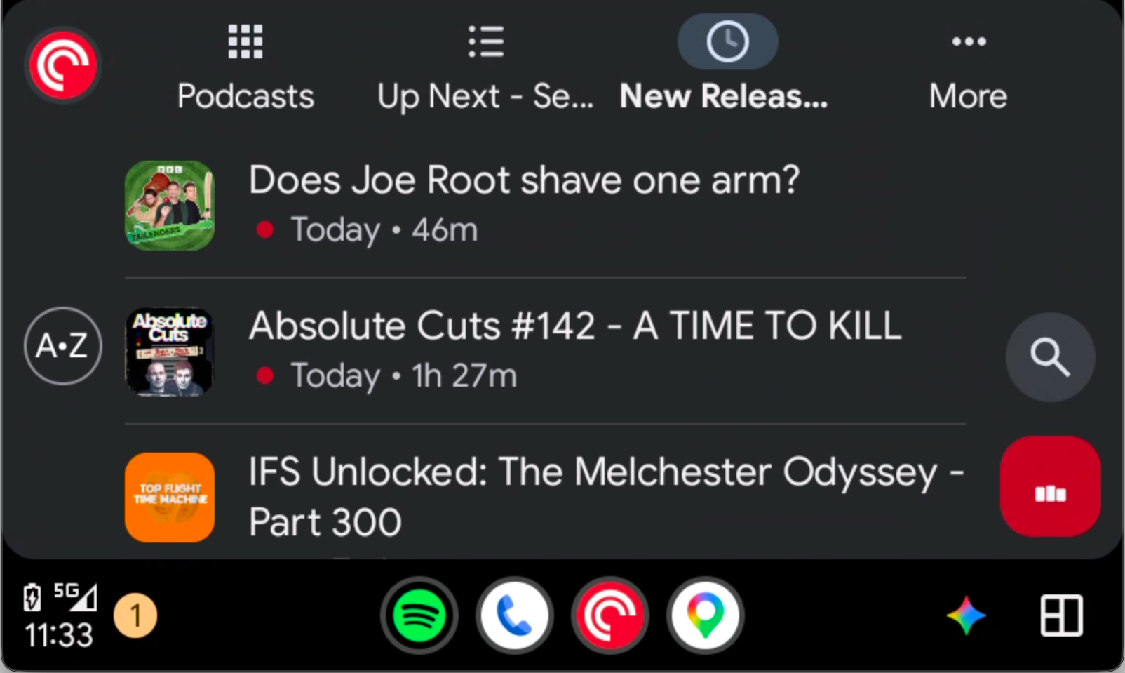 Pocket Casts new releases view.