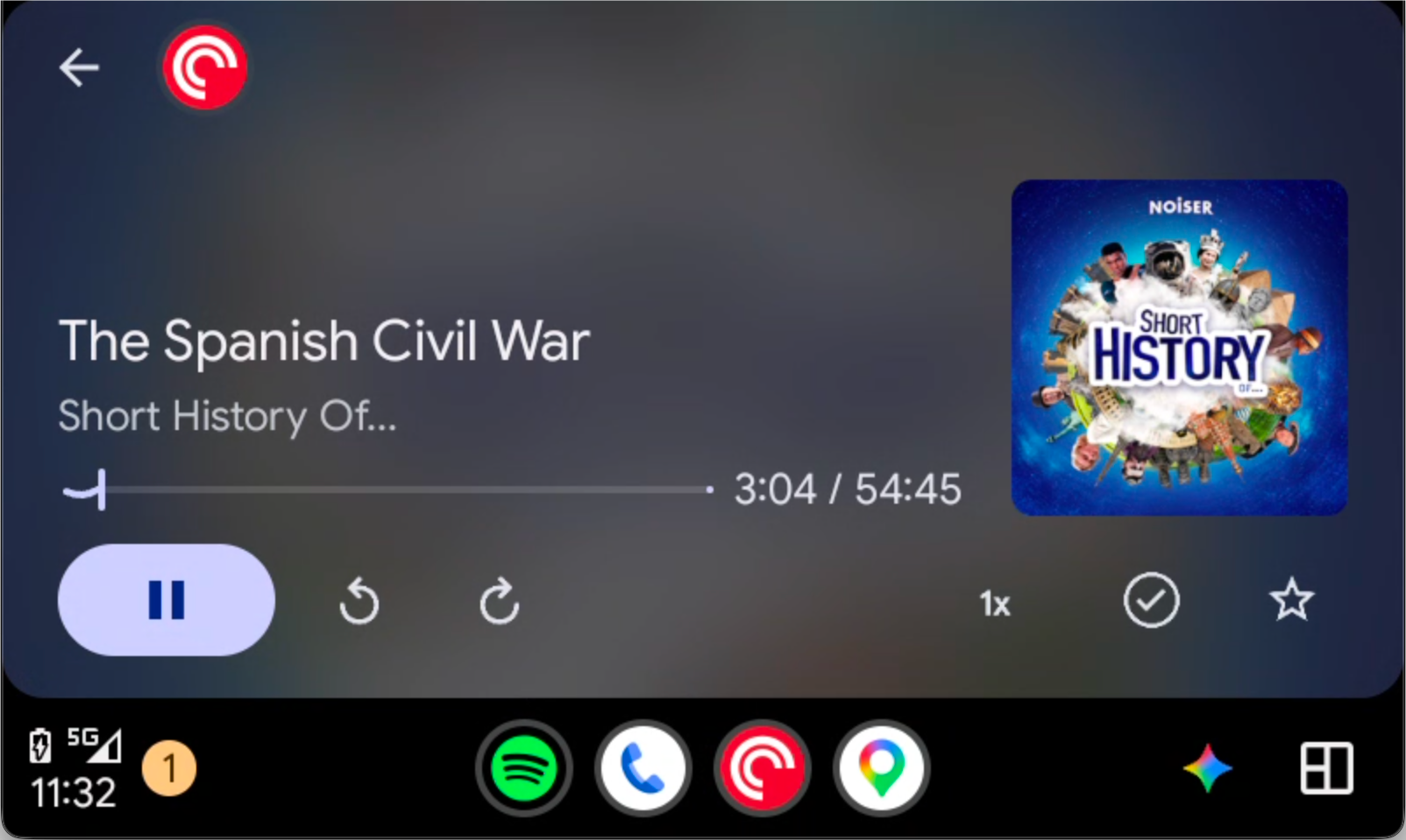 Pocket Casts on Android Auto.
