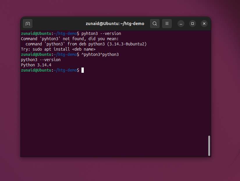 ^old^new fixes a typo and reruns the command.
