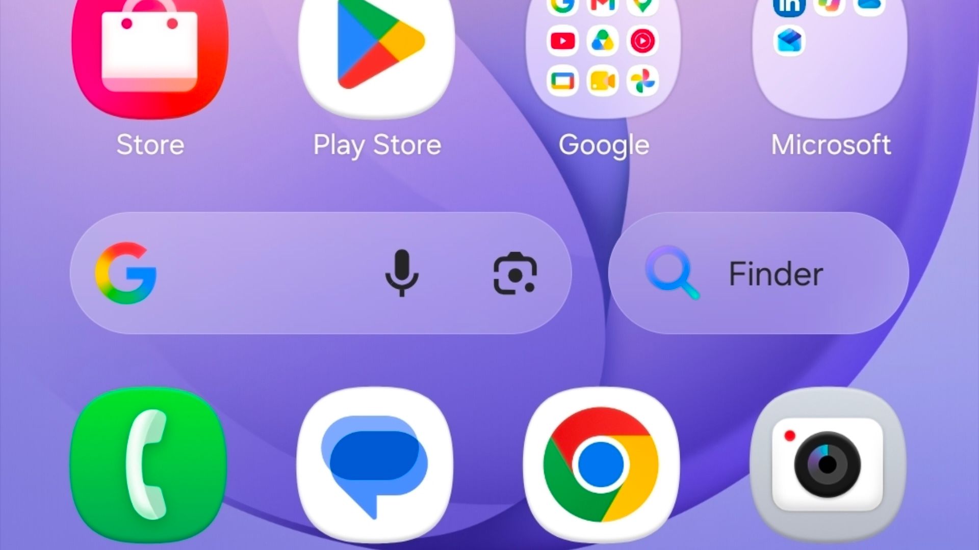 Иконка поиска Finder на домашнем экране смартфона Samsung