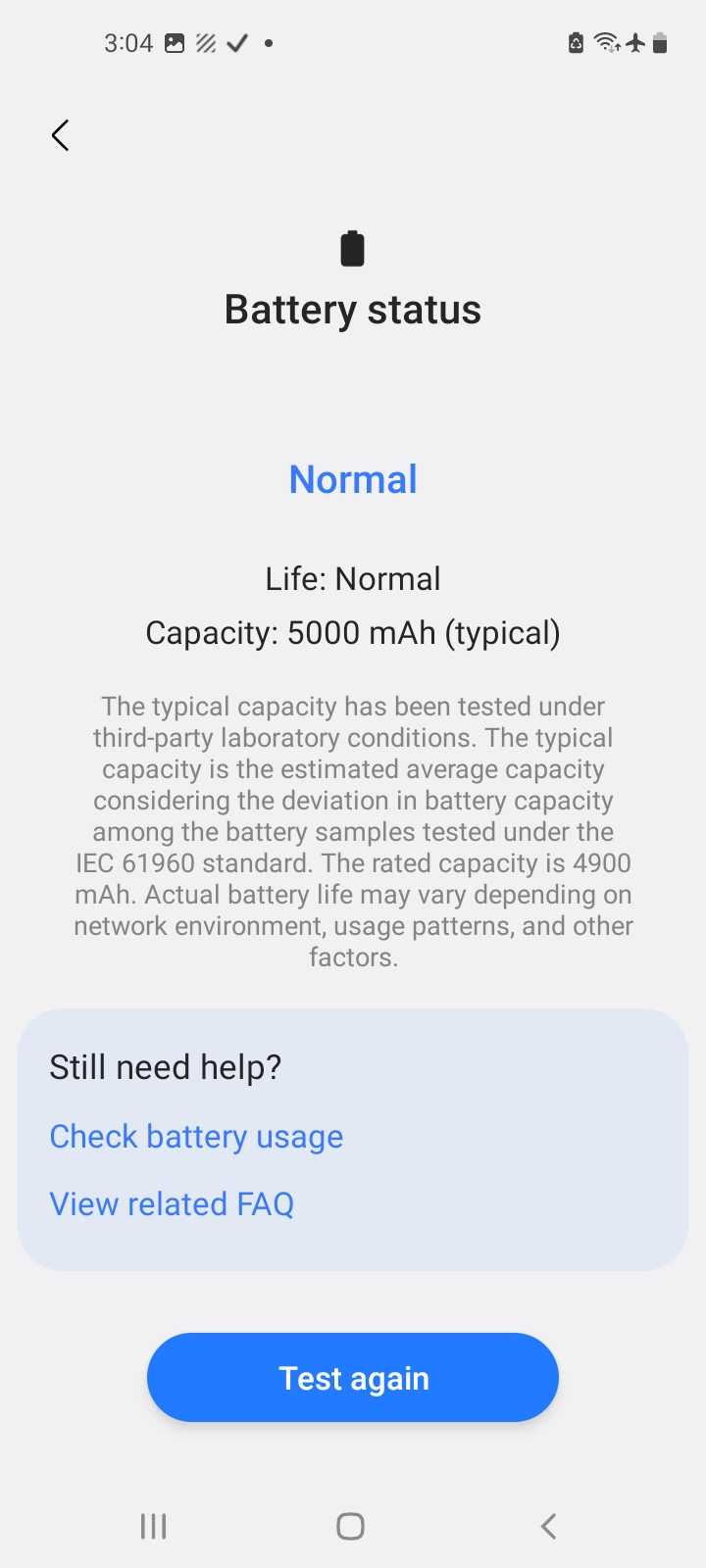 Samsung Members Battery status as Normal.