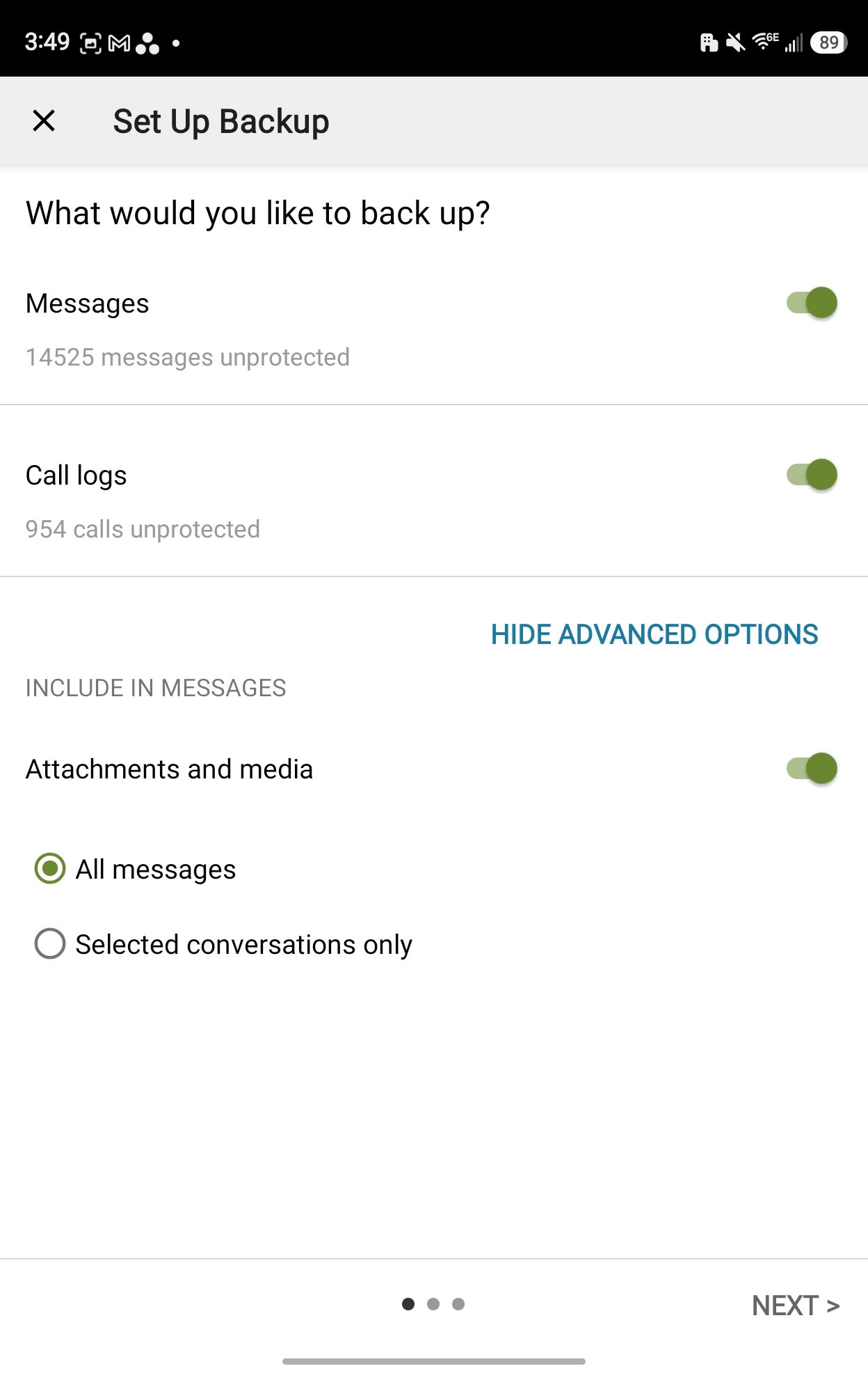 Создание резервной копии чатов в приложении SMS Backup & Restore
