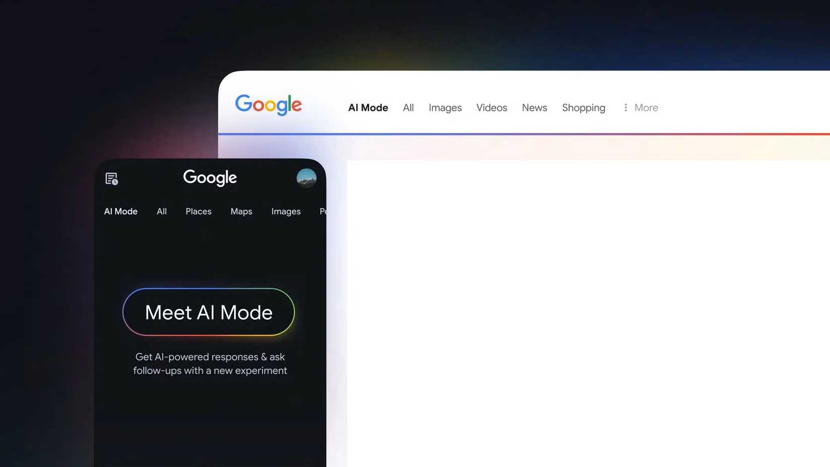 Google Search new AI mode on a phone.