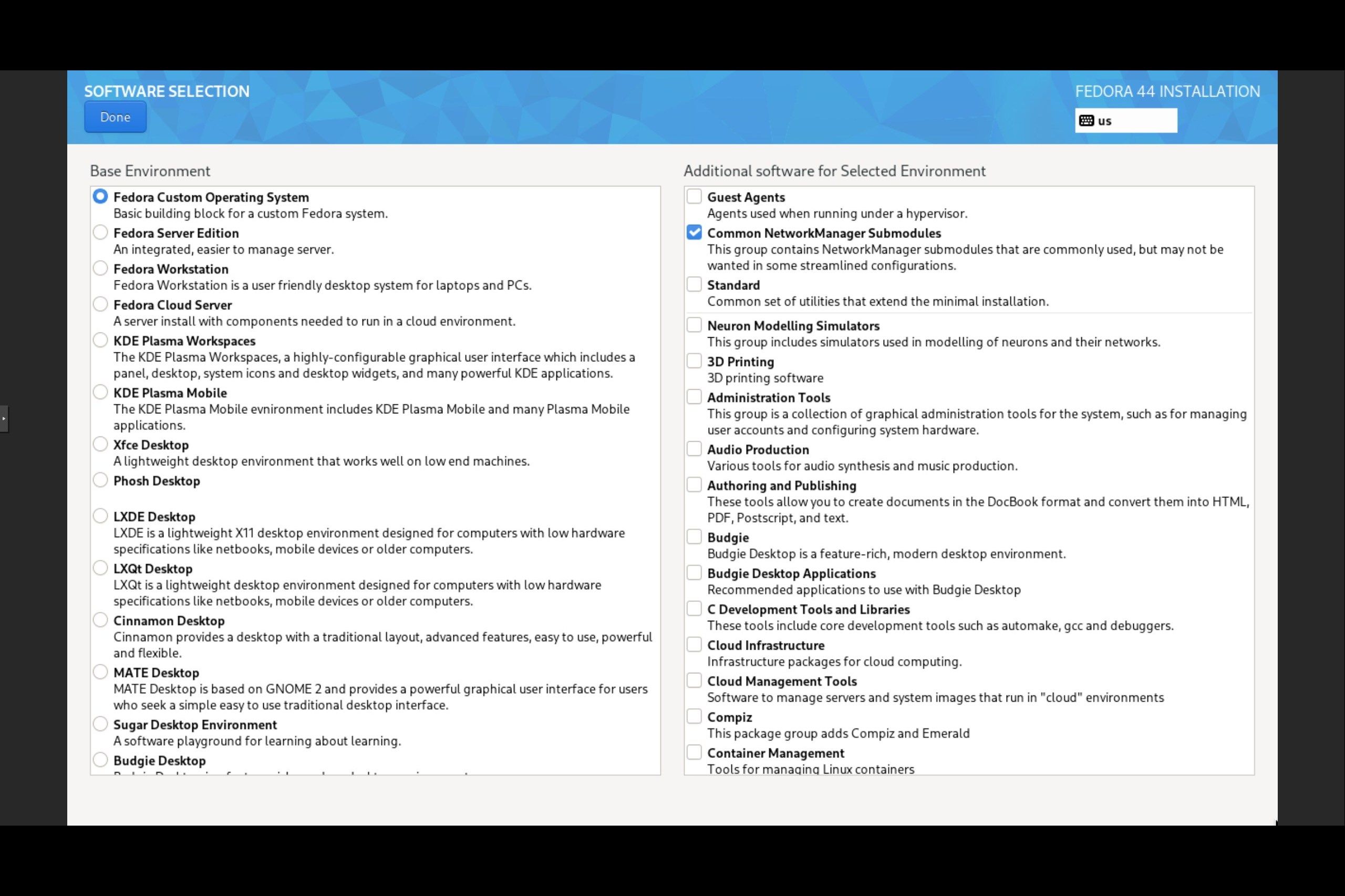 Selecting Packages Fedora Everything