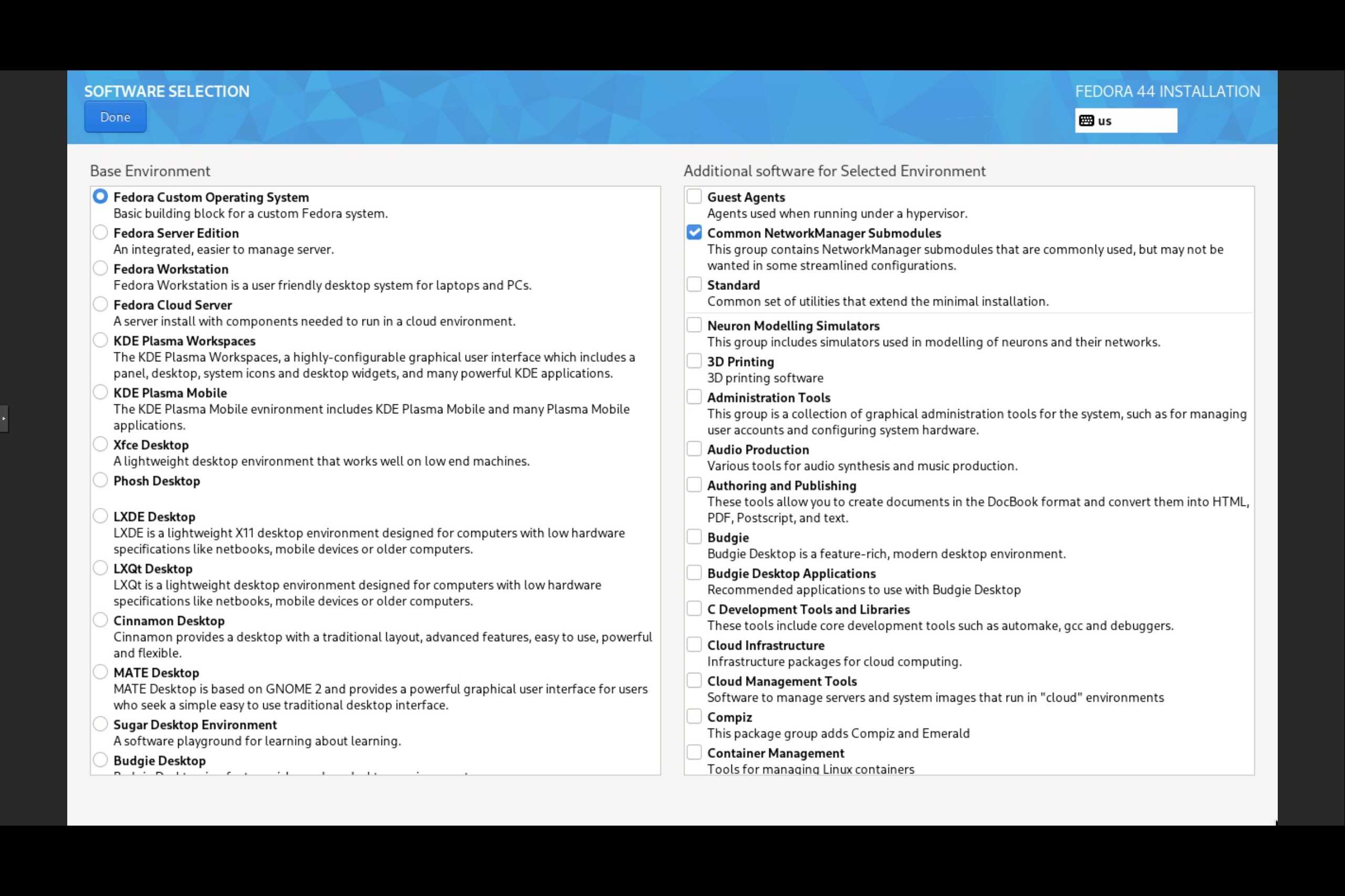 Selecting Packages Fedora Everything