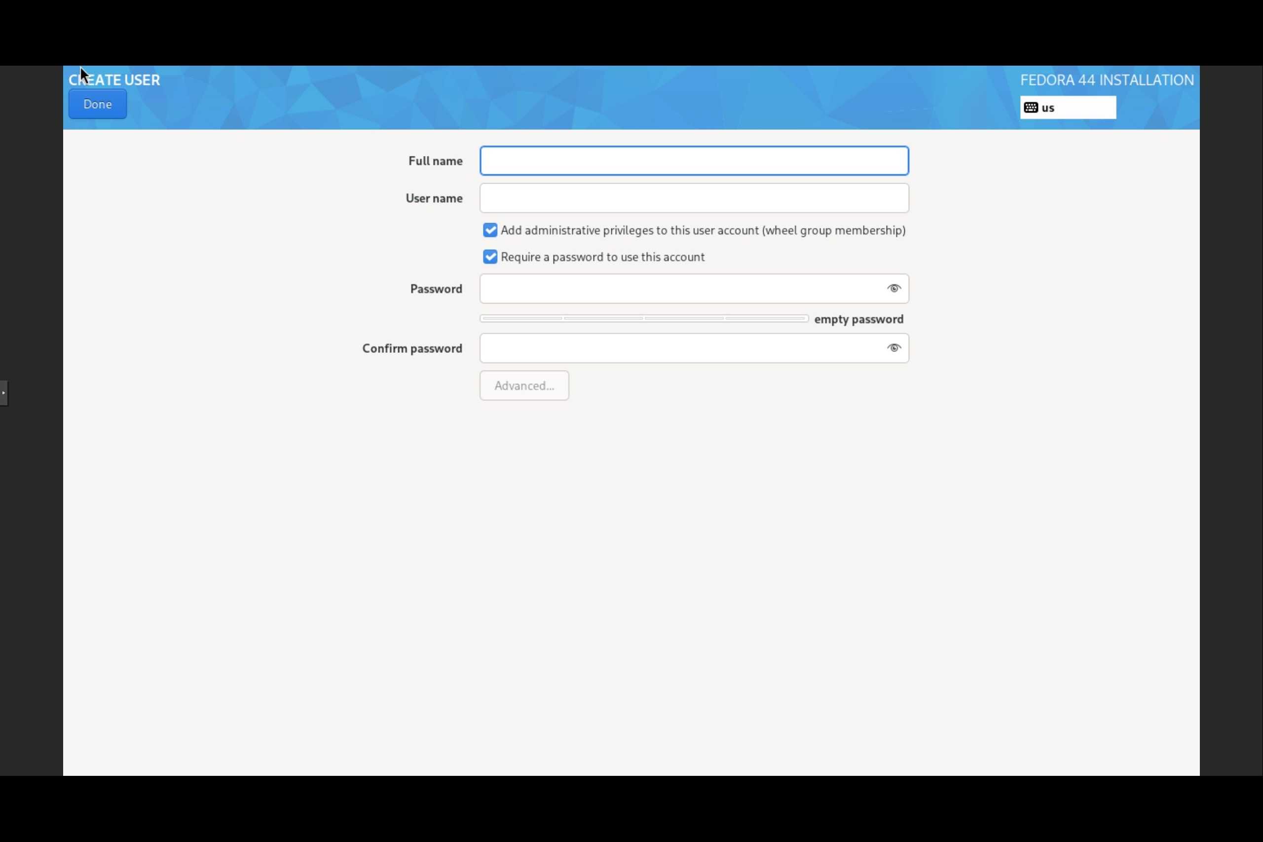 Setting Up Regular User Fedora Everything