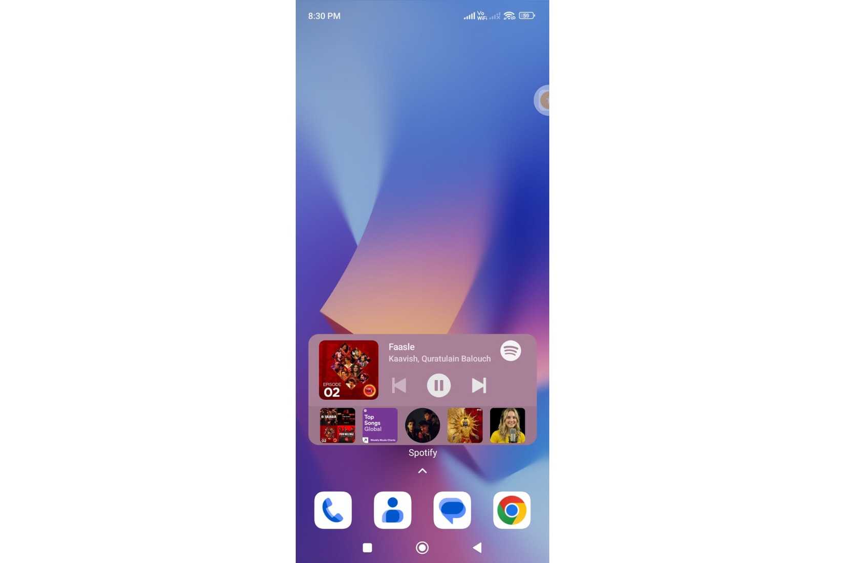 Spotify widget lets me control playback.