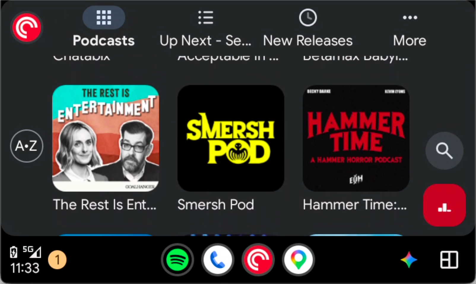 The Pocket Casts playlist view.