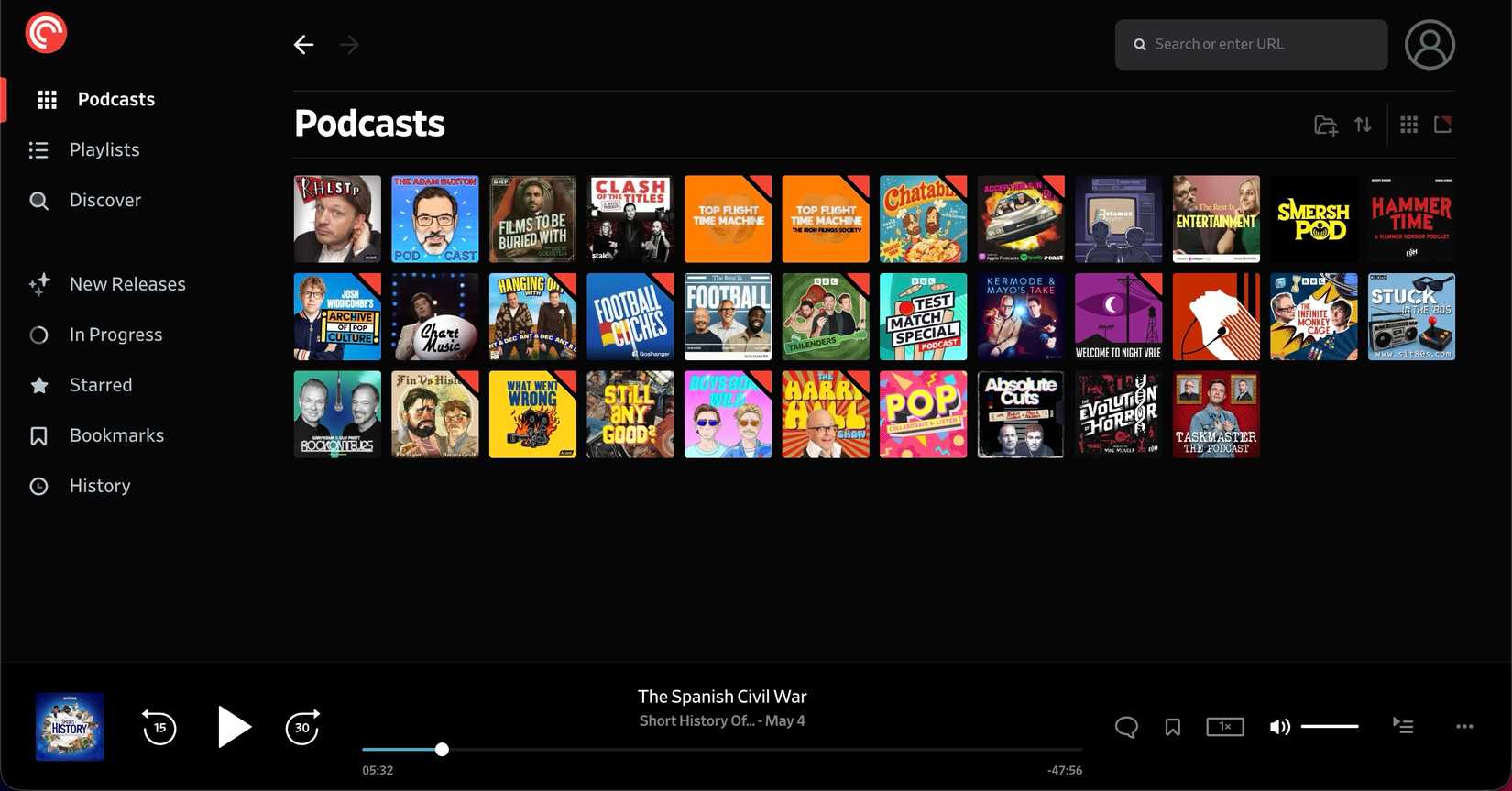 The Pocket Casts web player.