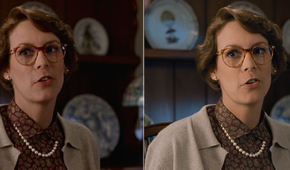 Side-by-side frames reveal distorted facial details in the 4K remaster of True Lies.