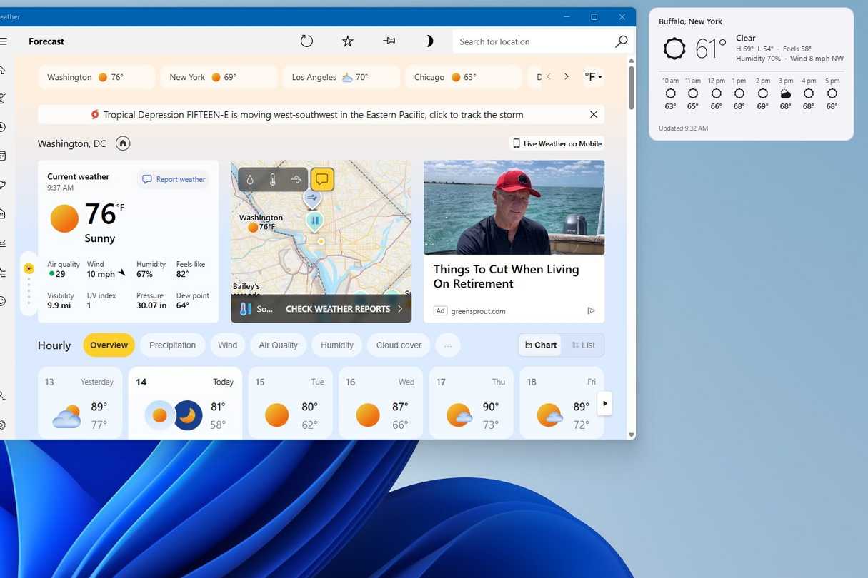 Создание собственного легковесного погодного виджета для Windows 11 Сравнение стандартного приложения погоды в Windows 11 и созданного виджета