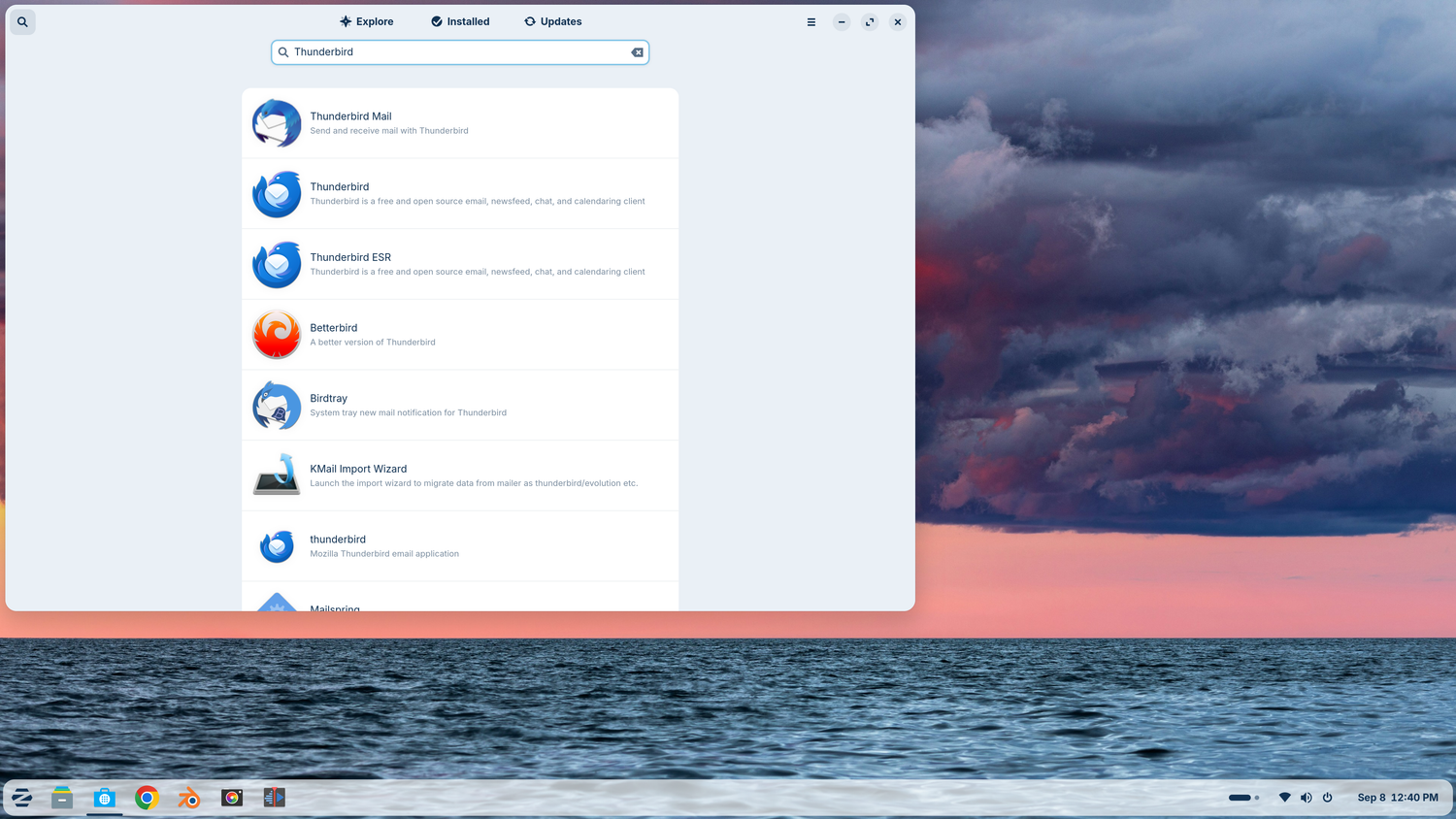 Сравнение Zorin OS и Windows 11: тест повседневных задач Поиск почтового клиента Thunderbird в магазине приложений Zorin OS
