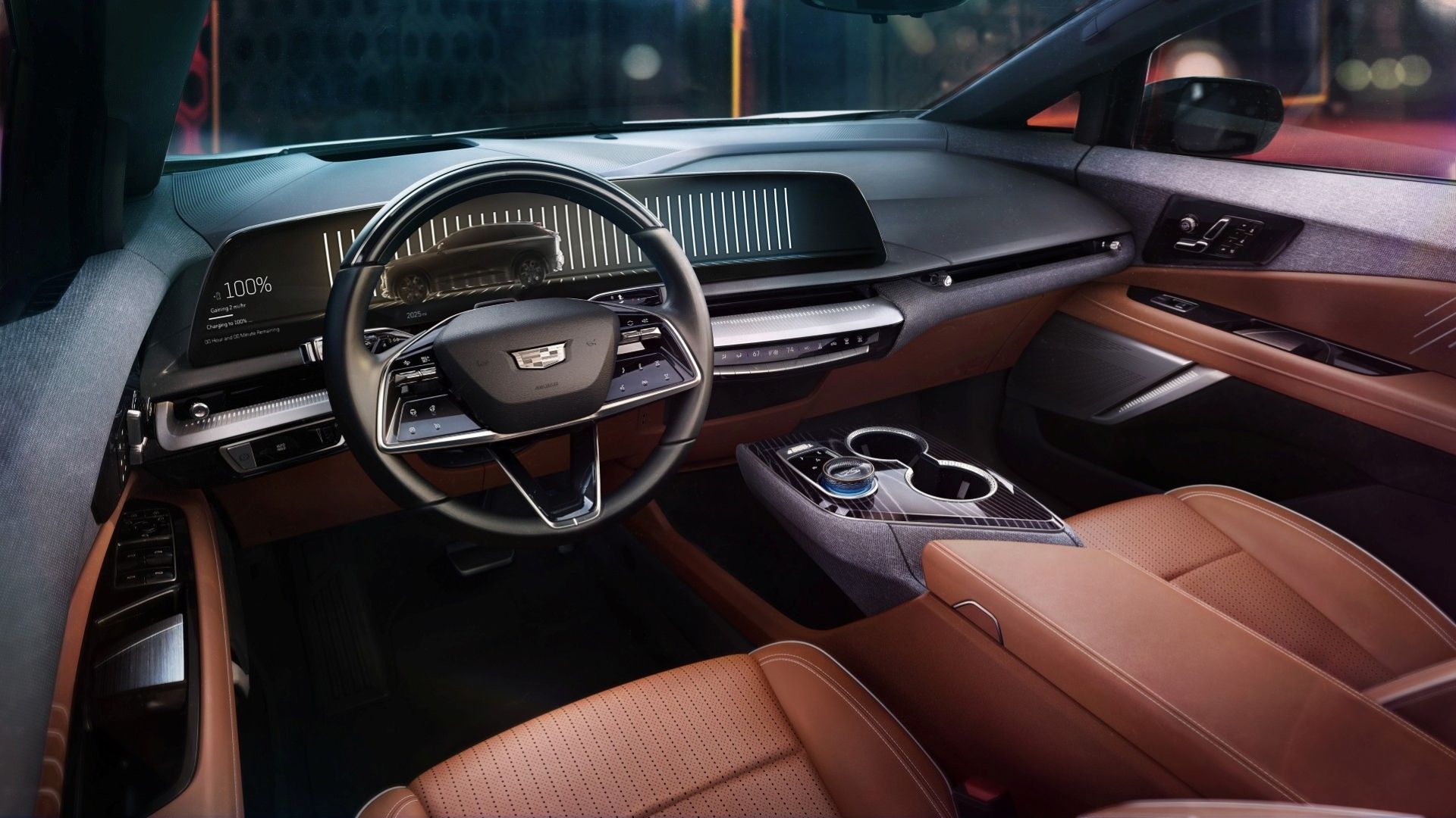 Interior shot of the dashboard in a 2025 Cadillac Optiq.