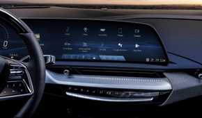 Close up of the infotainment screen in a 2025 Cadillac Optiq
