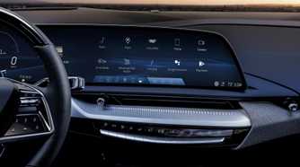 Close up of the infotainment screen in a 2025 Cadillac Optiq