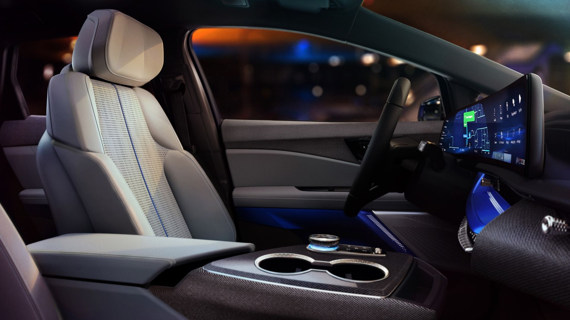 Shot of the front seats of a 2025 Cadillac Optiq.