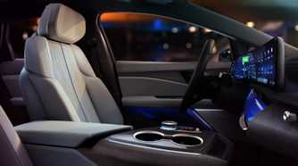 Shot of the front seats of a 2025 Cadillac Optiq.