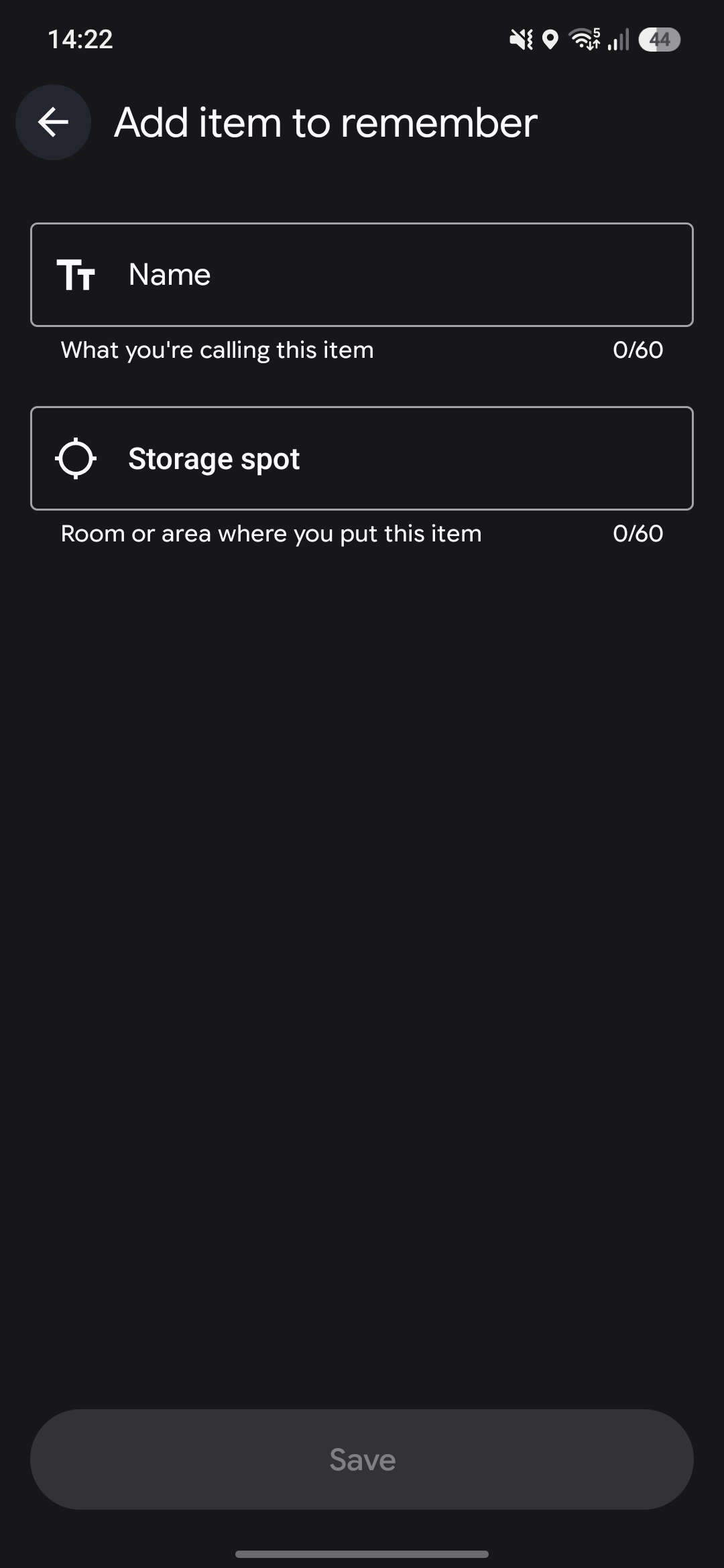 Screenshot of Find Hub manual entry menu.
