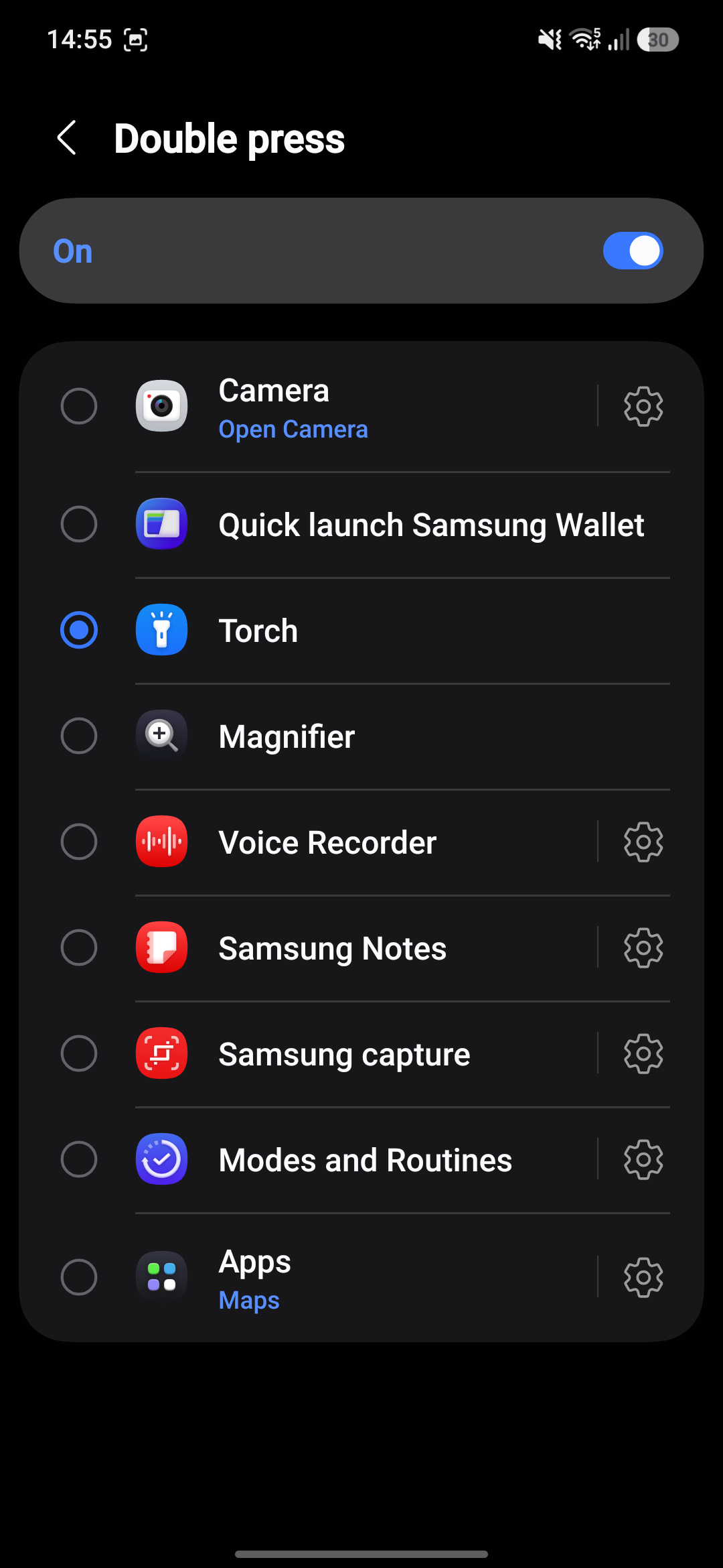 Screenshot of settings menu on a Samsung Galaxy.