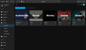 A range of libraries in Jellyfin.