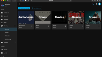 A range of libraries in Jellyfin.