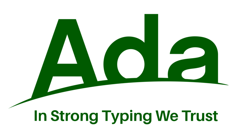 A picture of Ada programming language logo in blue and white.