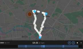 Dawarich fog of war view revealing explored routes between Home St Oberholz and Zeit fur Brot.