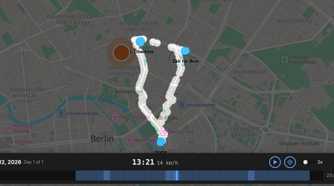 Dawarich fog of war view revealing explored routes between Home St Oberholz and Zeit fur Brot.