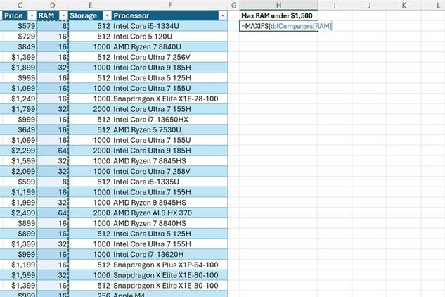 функции MAXIFS и MINIFS — иллюстрация 3 к материалу функции MAXIFS и MINIFS — иллюстрация 3 к материалу