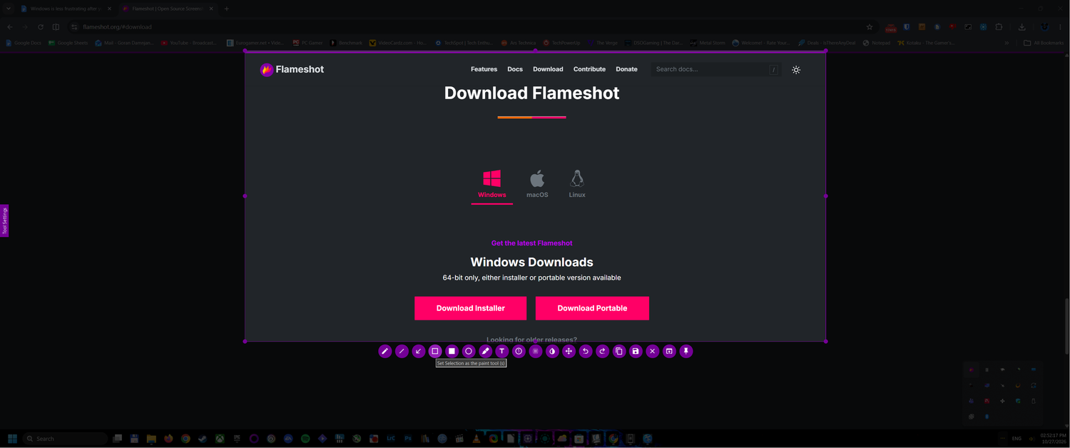 Editing a screenshot with Flameshot.