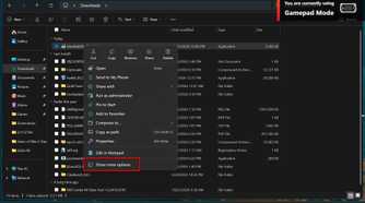The Windows 11 right-click menu open in File Explorer, showing various options.