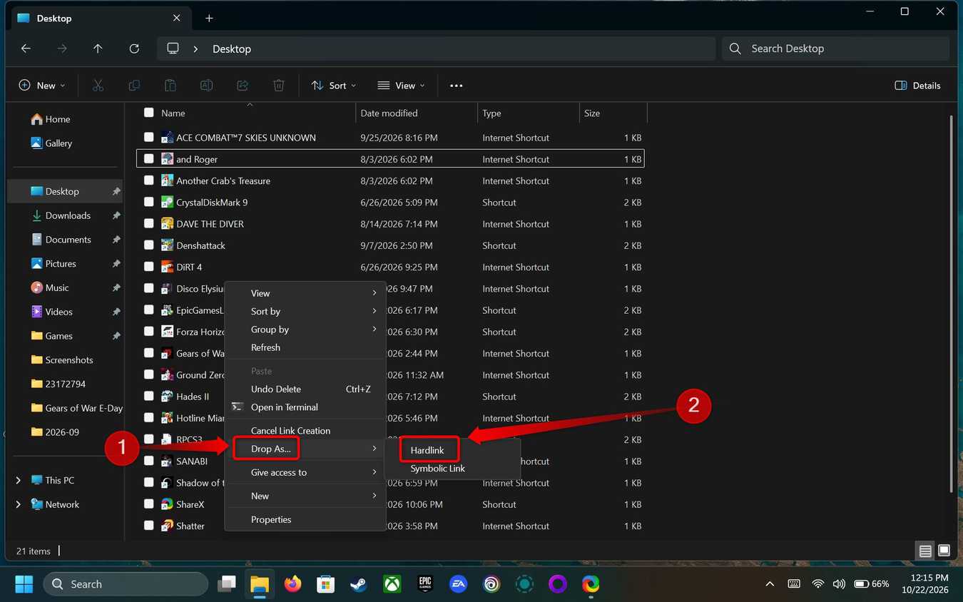 The classic Windows 11 right-click menu, opened via Show more options in File Explorer with the focus on the Drop As button.