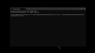 Running the hardlink command in Windows Command Prompt.