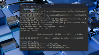 Installing Oh My Zsh using the official script and wget command.