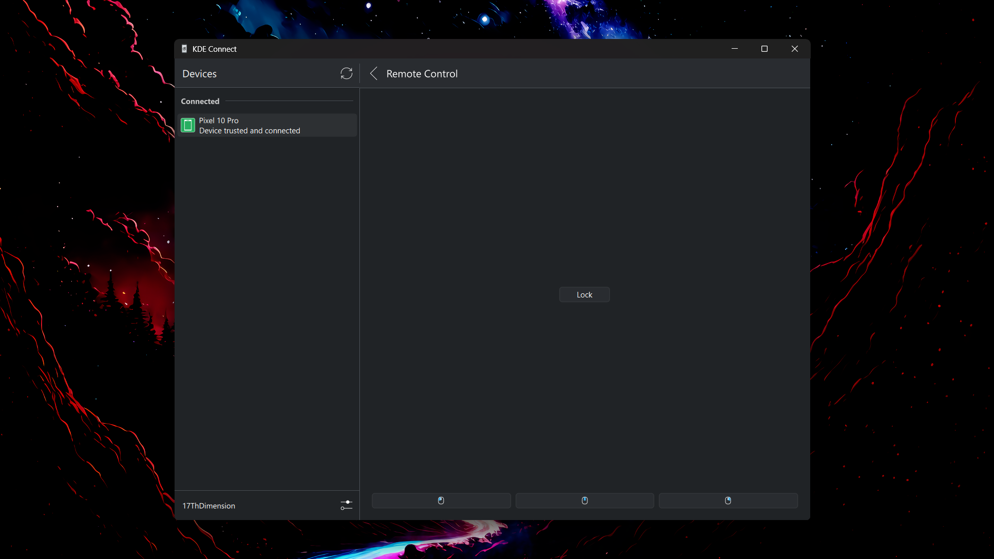 Remote Control screen in KDE Connect.