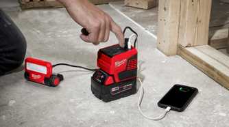 Milwaukee power inverter charging a phone