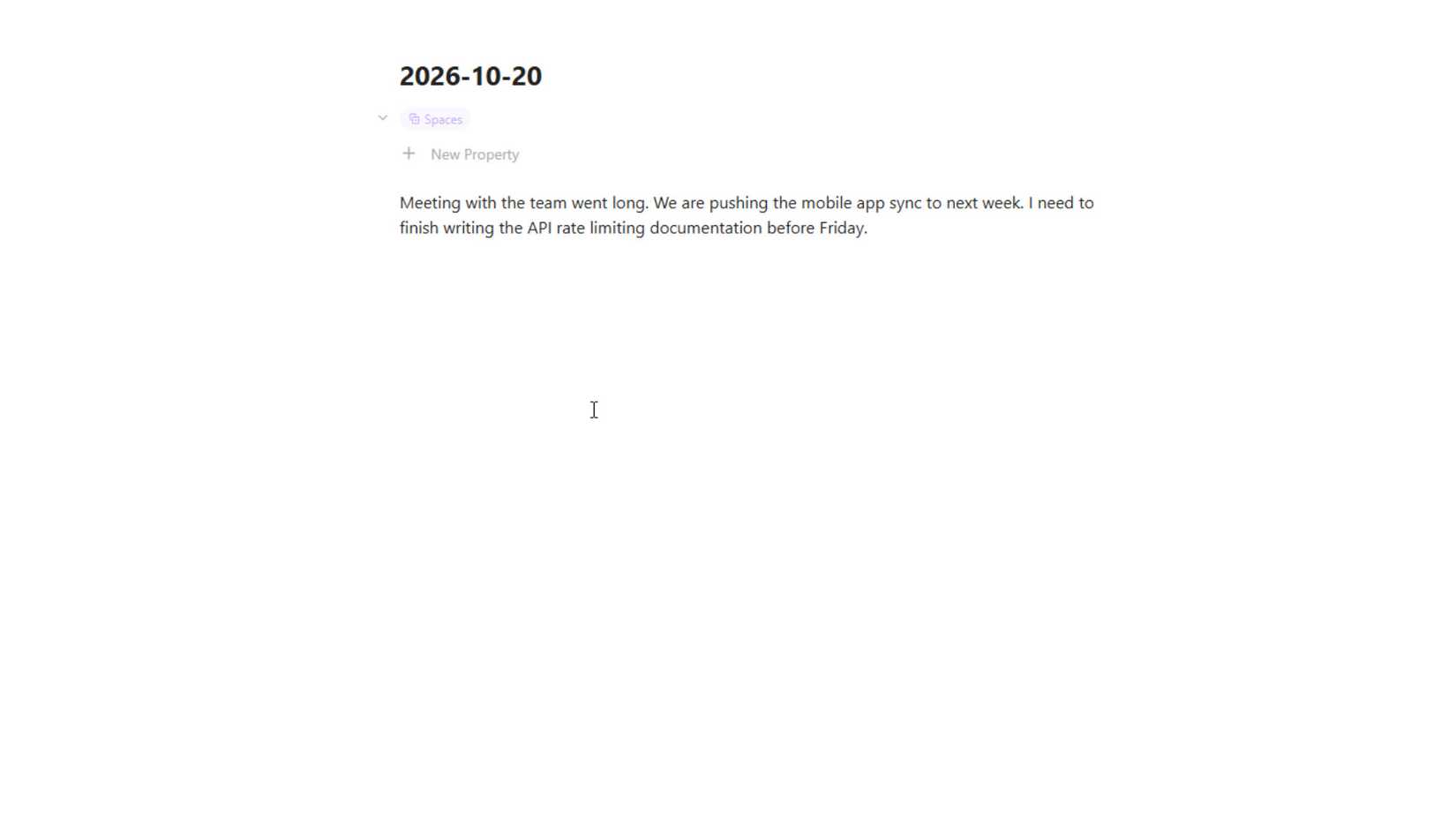 Obsidian Daily Notes showing a note from the user.