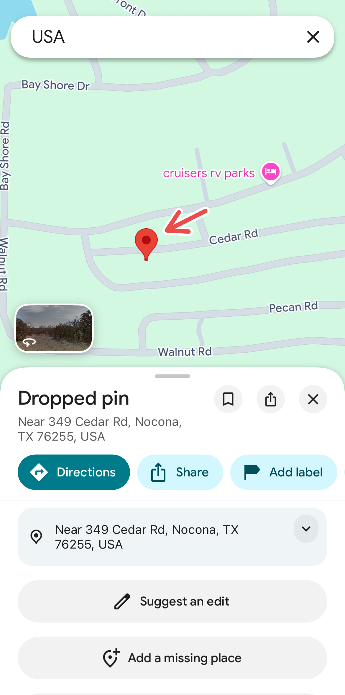 Dropping a pin on a random location on Google Maps.