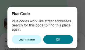 Using Plus Codes on Google Maps mobile.