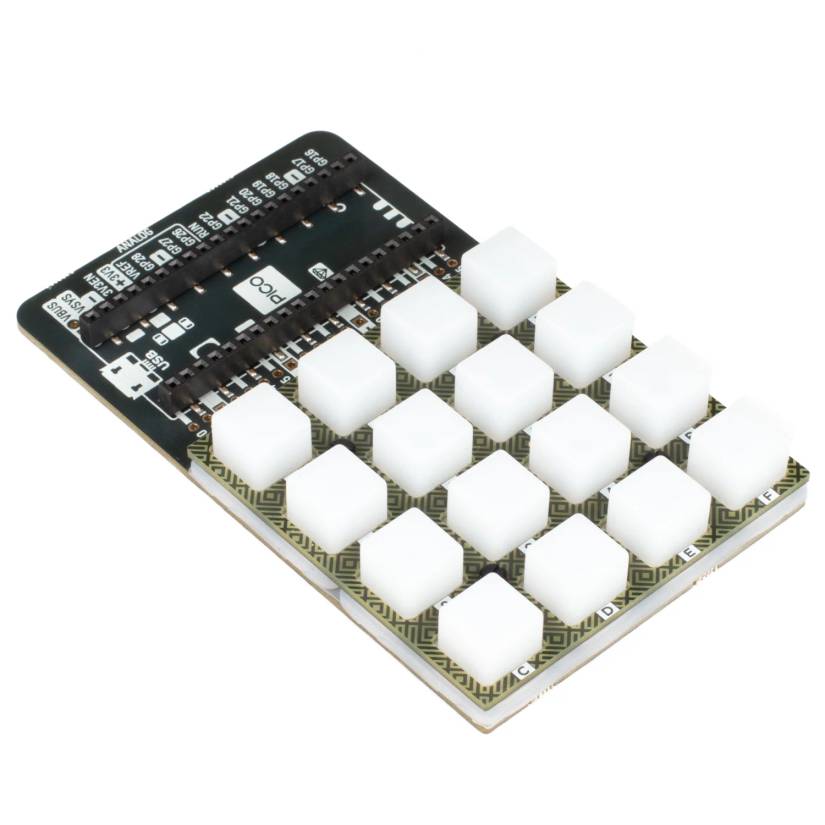 A Pico RGB Keypad Base on a white background.