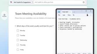 Notepad window pinned over Microsoft Forms in a web browser using PowerToys Always On Top.