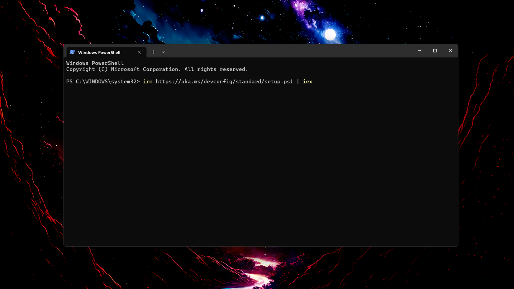 Running a Windows Developer Config script in PowerShell.