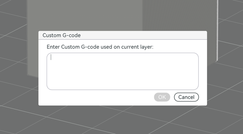Adding custom G-code to a 3D print in Bambu Studio.