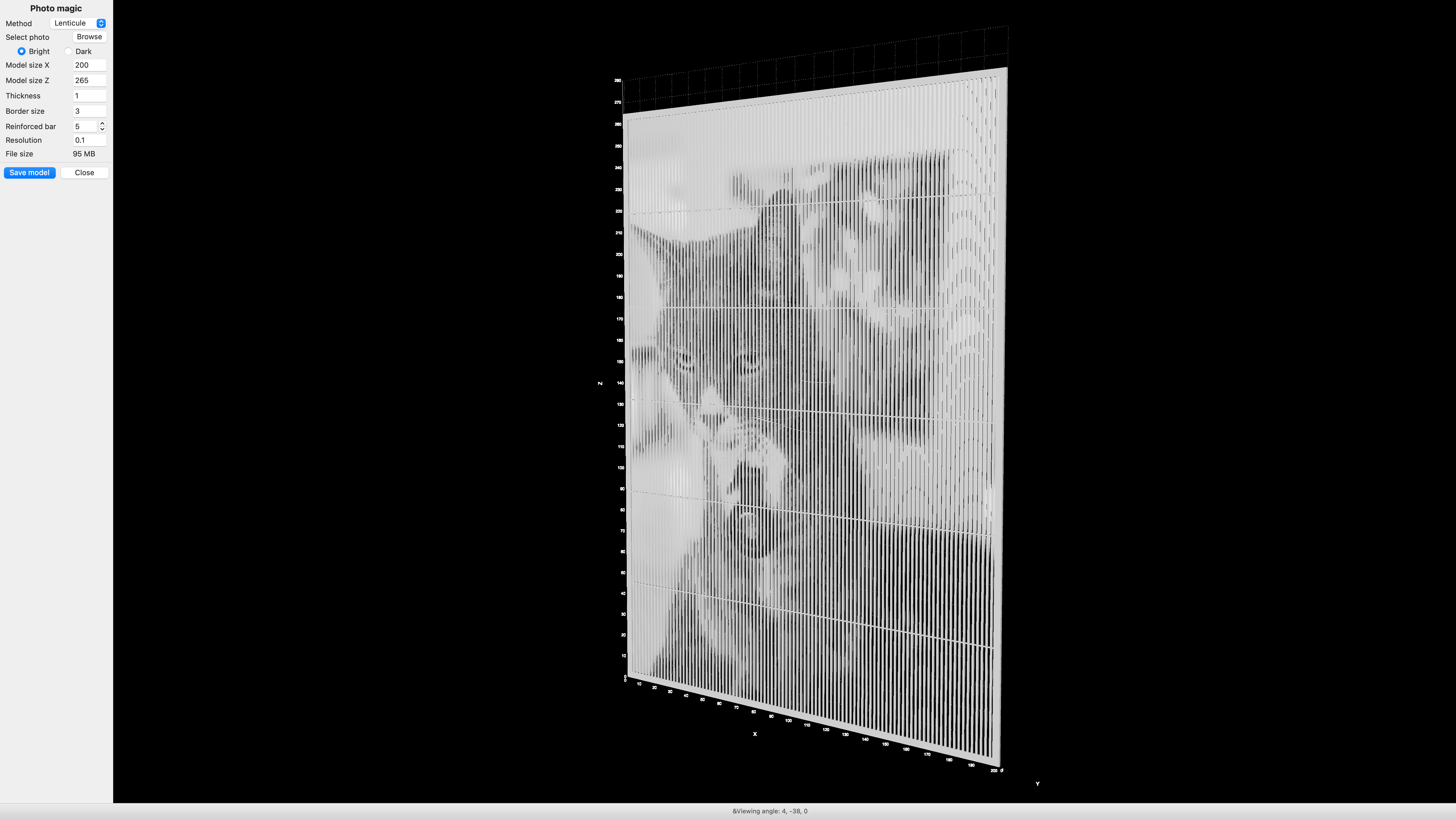 A photo of a housecast is visible in a simulation of a lenticular 3D print.