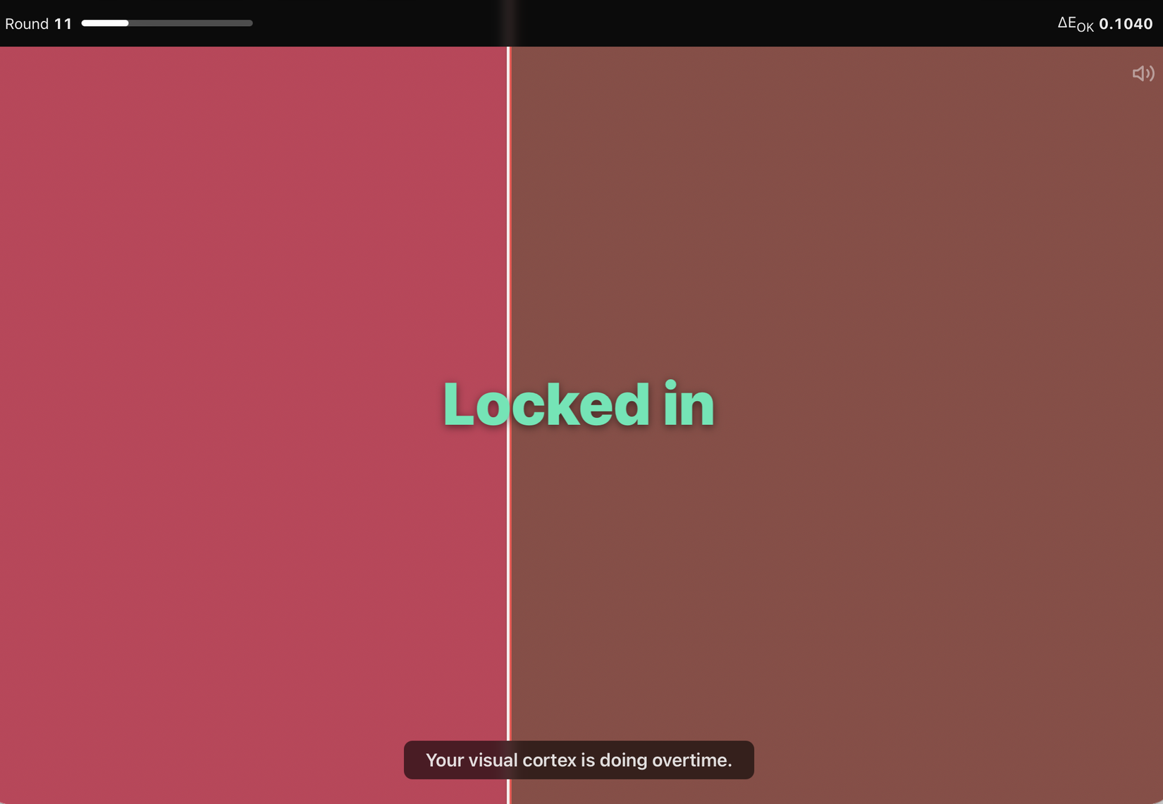 Screenshot of delta color comparison test.